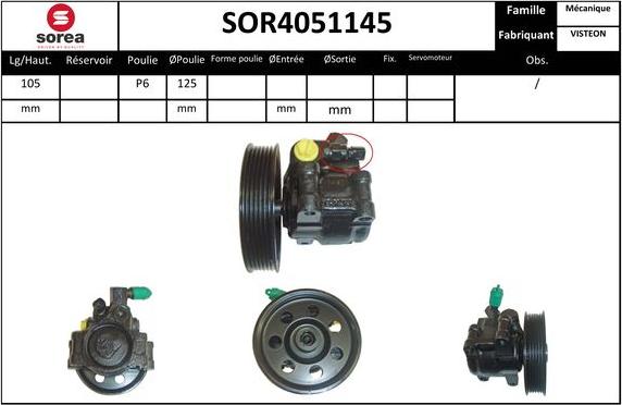 EAI SOR4051145 - Hydraulic Pump, steering system autospares.lv