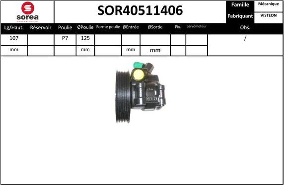 EAI SOR40511406 - Hydraulic Pump, steering system autospares.lv