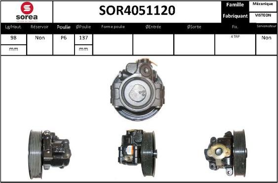 EAI SOR4051120 - Hydraulic Pump, steering system autospares.lv