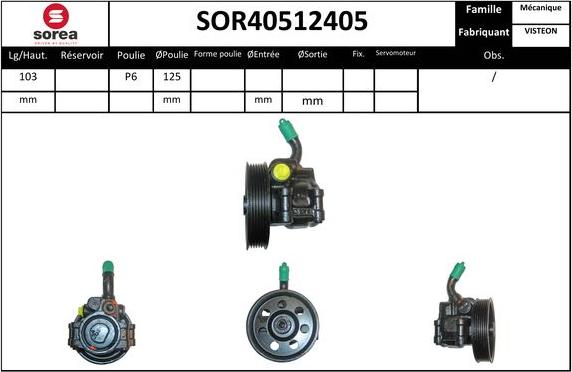 EAI SOR40512405 - Hydraulic Pump, steering system autospares.lv