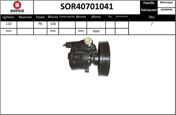 EAI SOR40701041 - Hydraulic Pump, steering system autospares.lv