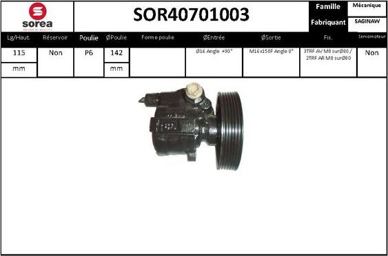 EAI SOR40701003 - Hydraulic Pump, steering system autospares.lv