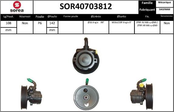 EAI SOR40703812 - Hydraulic Pump, steering system autospares.lv