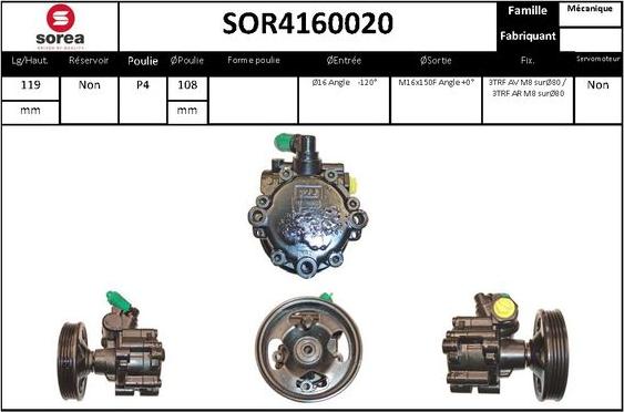 EAI SOR4160020 - Hydraulic Pump, steering system autospares.lv