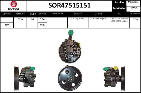 EAI SOR47515151 - Hydraulic Pump, steering system autospares.lv