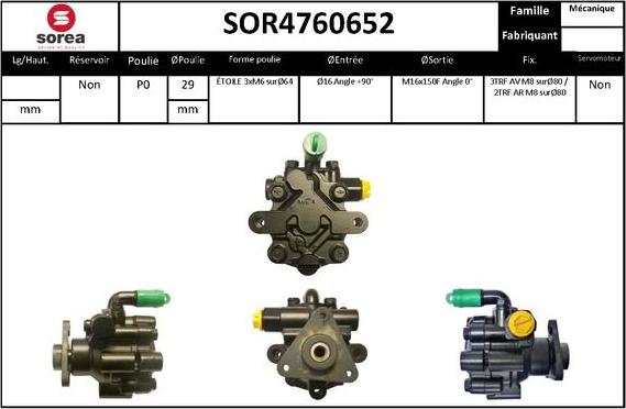 EAI SOR4760652 - Hydraulic Pump, steering system autospares.lv