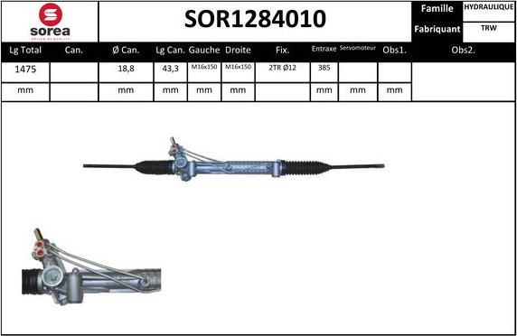 EAI SOR1284010 - Steering Gear autospares.lv