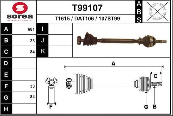 EAI T99107 - Drive Shaft autospares.lv