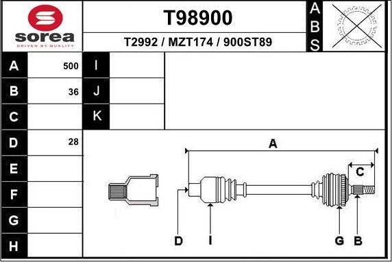 EAI T98900 - Drive Shaft autospares.lv