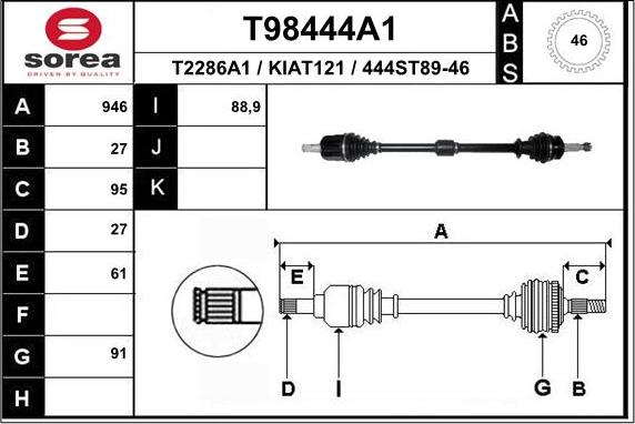 EAI T98444A1 - Drive Shaft autospares.lv