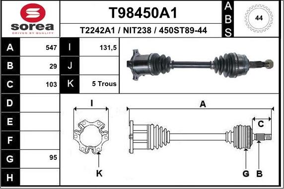 EAI T98450A1 - Drive Shaft autospares.lv