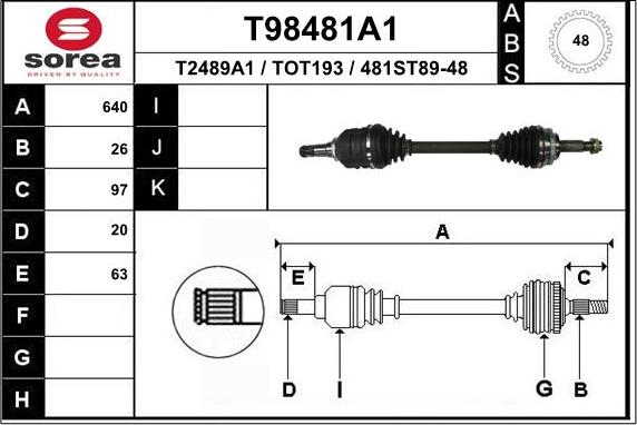 EAI T98481A1 - Drive Shaft autospares.lv