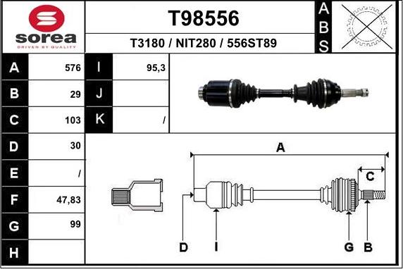EAI T98556 - Drive Shaft autospares.lv