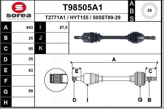 EAI T98505A1 - Drive Shaft autospares.lv