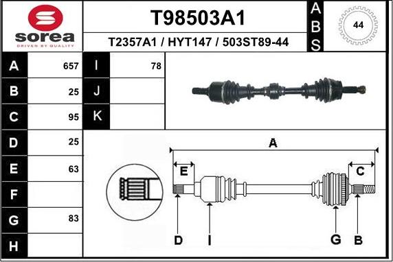 EAI T98503A1 - Drive Shaft autospares.lv