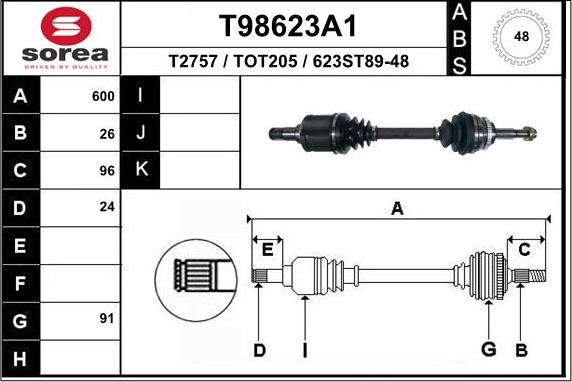 EAI T98623A1 - Drive Shaft autospares.lv