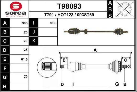 EAI T98093 - Drive Shaft autospares.lv