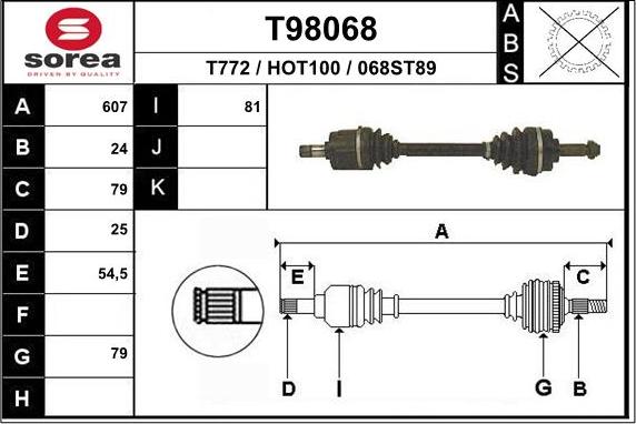 EAI T98068 - Drive Shaft autospares.lv