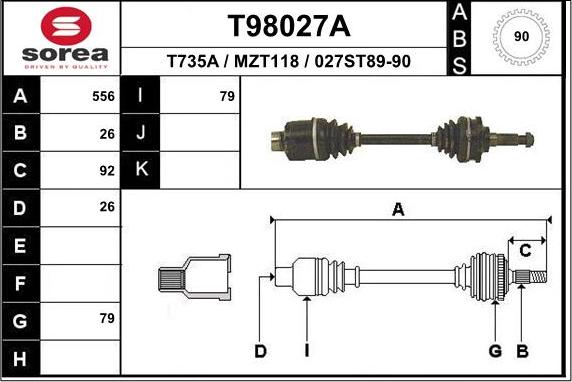 EAI T98027A - Drive Shaft autospares.lv