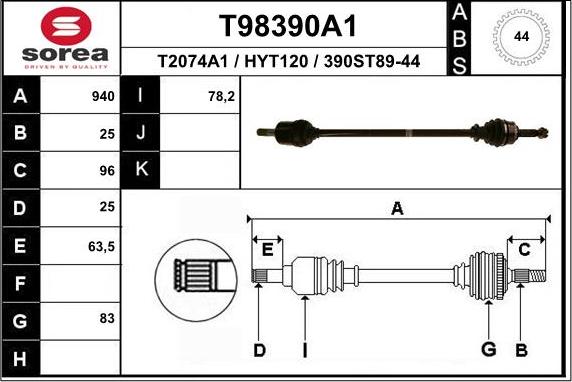 EAI T98390A1 - Drive Shaft autospares.lv