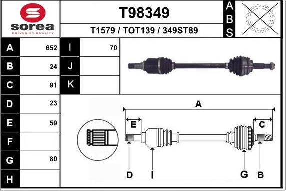 EAI T98349 - Drive Shaft autospares.lv