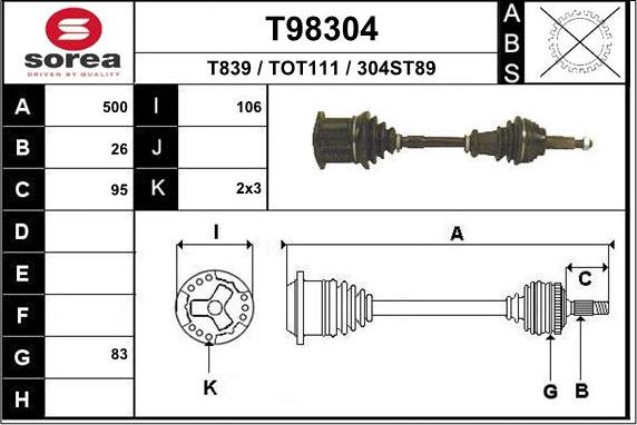 EAI T98304 - Drive Shaft autospares.lv