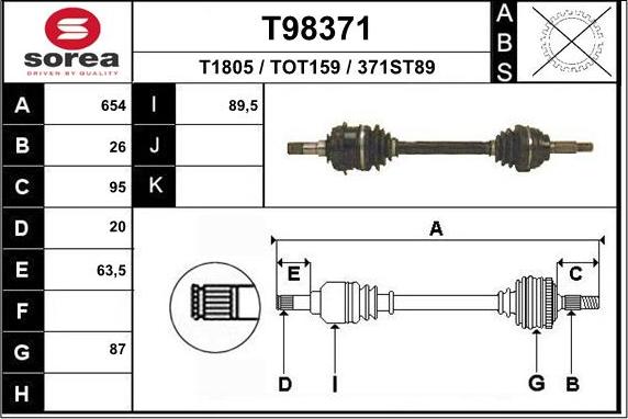 EAI T98371 - Drive Shaft autospares.lv