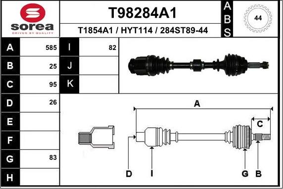 EAI T98284A1 - Drive Shaft autospares.lv