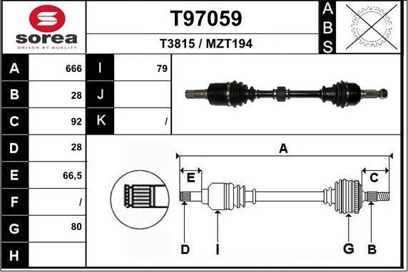 EAI T97059 - Drive Shaft autospares.lv