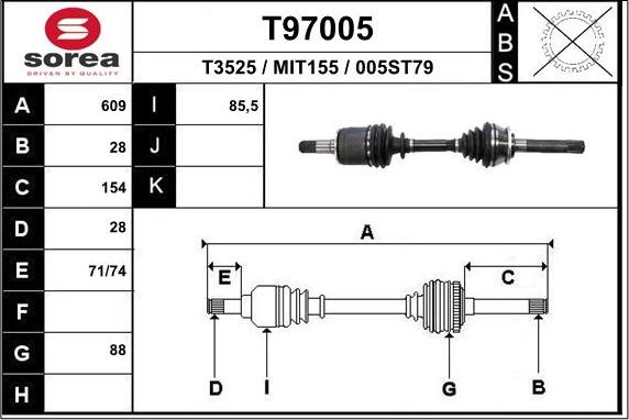 EAI T97005 - Drive Shaft autospares.lv