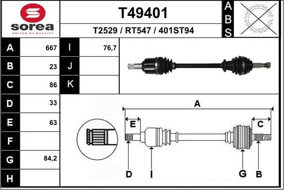 EAI T49401 - Drive Shaft autospares.lv