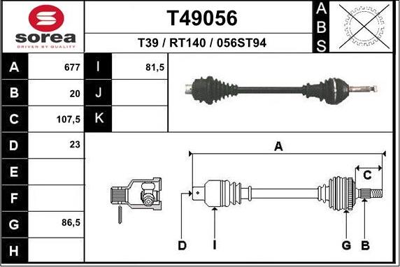 EAI T49056 - Drive Shaft autospares.lv