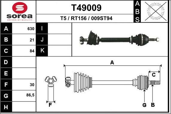 EAI T49009 - Drive Shaft autospares.lv