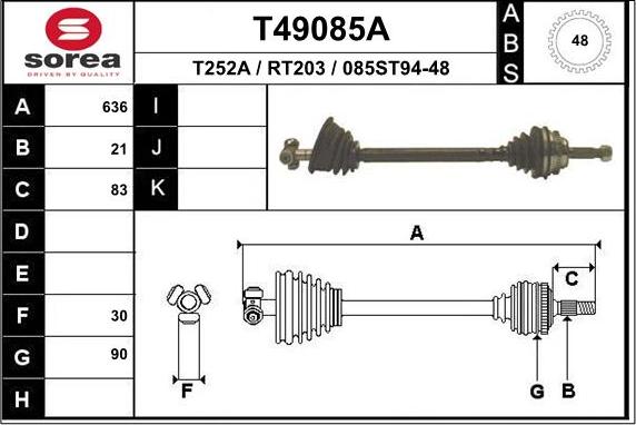 EAI T49085A - Drive Shaft autospares.lv