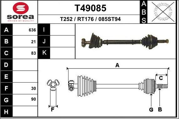 EAI T49085 - Drive Shaft autospares.lv