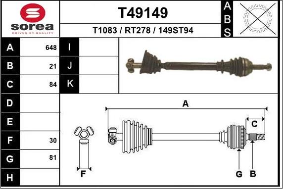 EAI T49149 - Drive Shaft autospares.lv