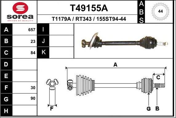 EAI T49155A - Drive Shaft autospares.lv