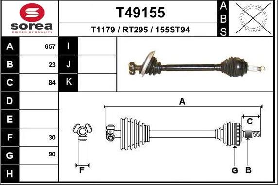 EAI T49155 - Drive Shaft autospares.lv