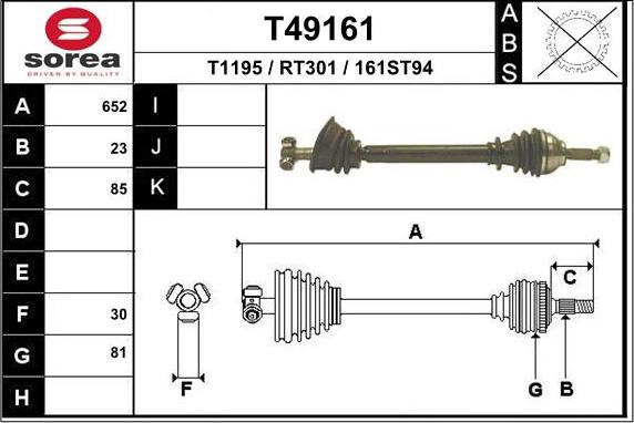 EAI T49161 - Drive Shaft autospares.lv