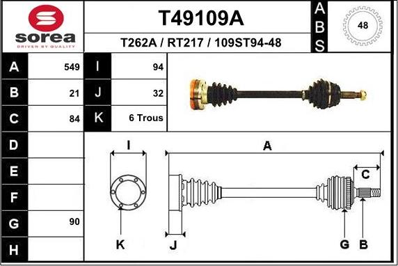 EAI T49109A - Drive Shaft autospares.lv