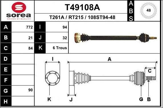 EAI T49108A - Drive Shaft autospares.lv