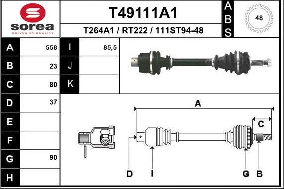 EAI T49111A1 - Drive Shaft autospares.lv