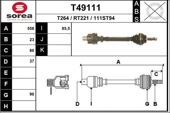 EAI T49111 - Drive Shaft autospares.lv