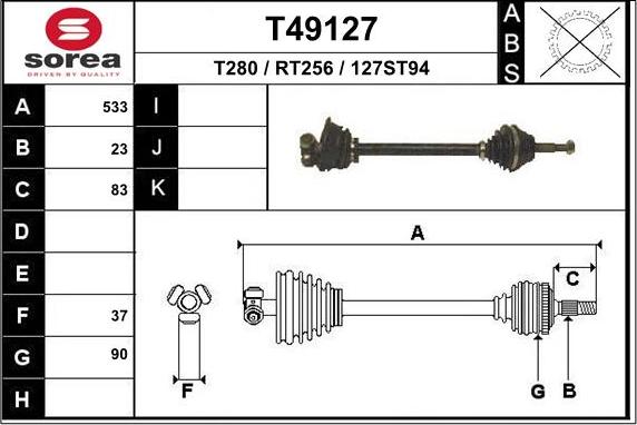 EAI T49127 - Drive Shaft autospares.lv