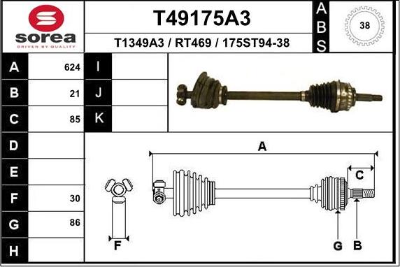 EAI T49175A3 - Drive Shaft autospares.lv