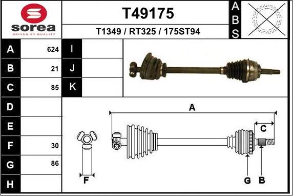 EAI T49175 - Drive Shaft autospares.lv