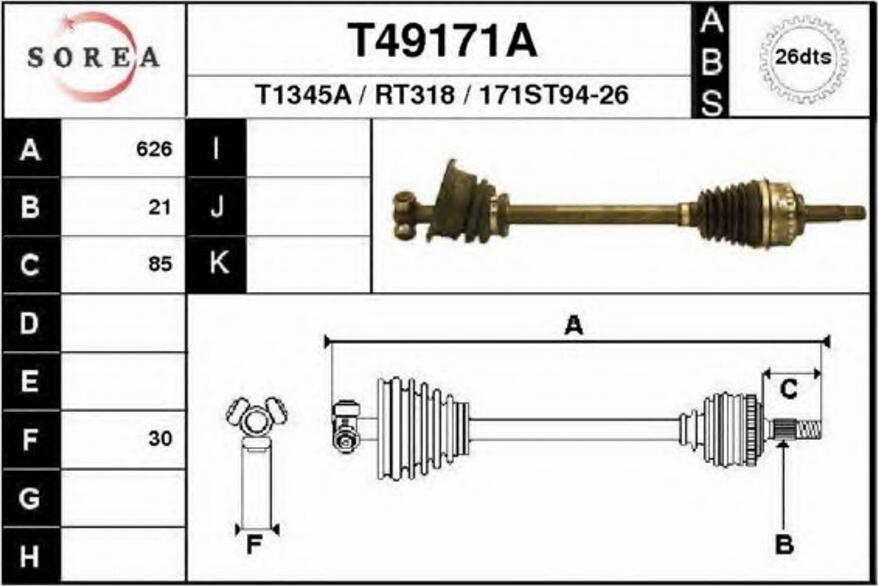 EAI T49171A - Drive Shaft autospares.lv