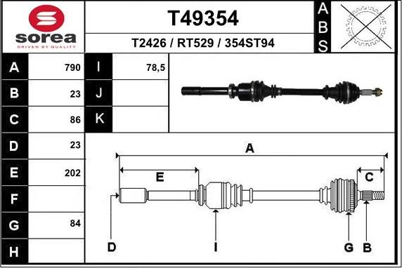 EAI T49354 - Drive Shaft autospares.lv