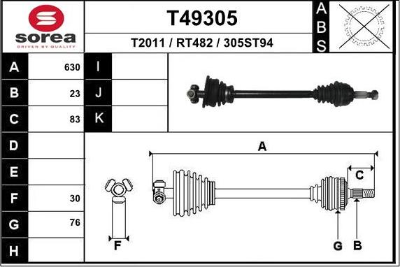 EAI T49305 - Drive Shaft autospares.lv