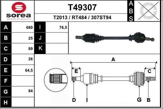 EAI T49307 - Drive Shaft autospares.lv